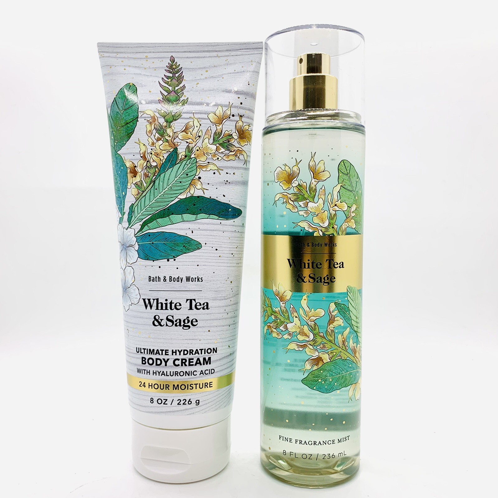 BATH & BODY WORKS WHITE TEA & SAGE BODY CREAM & FINE FRAGRANCE BODY