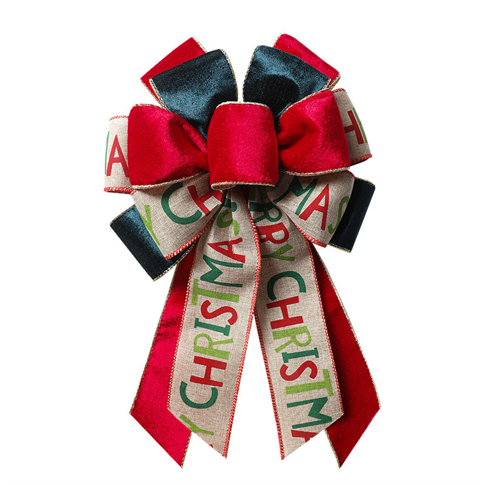 Christmas Large Bow Ribbon Door Hanging Ornament Handmade Christmas