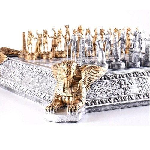Dal Rossi Italy ANCIENT EGYPT Egyptian Chess Set on a 16" Resin and Glass Board - Picture 6 of 8