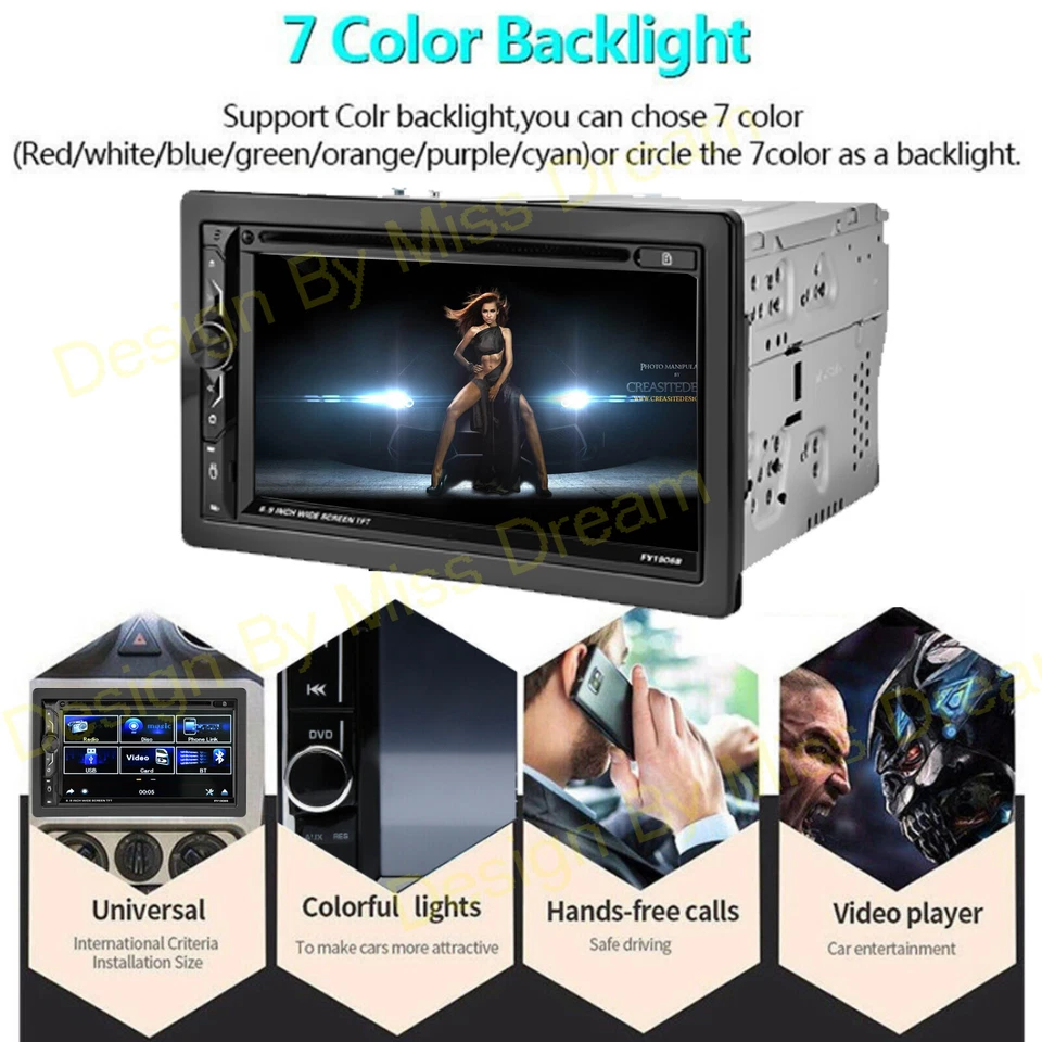 2 Din CD DVD Car Stereo Audio Vedio Fast System AUX Mirror Link For GPS Nav+Cam - Image 4 of 4