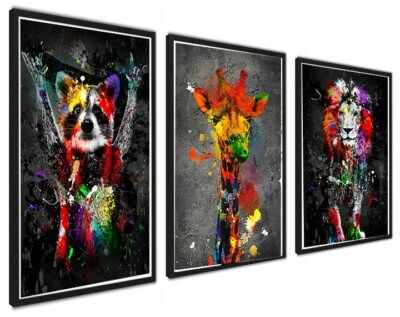 3er Set Wandbilder Poster Schlafzimmer Wohnzimmer lustige Tiere - Größe A3
