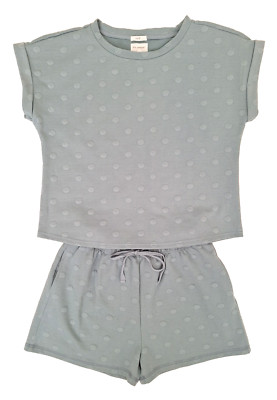 Blu Pepper Cozy Life Women's Short Set Lite Green, Polka Dot Design ~ Size L
