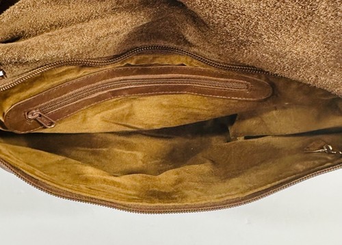 Brio Genuine Deerskin Brown Leather Handbag Shoulder Bag Textured Bow & Tassel - Picture 9 of 10