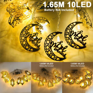 LED String Fairy Lights Ramadan EID Mubarak Muslim Islam Moon Star Indoor Decor