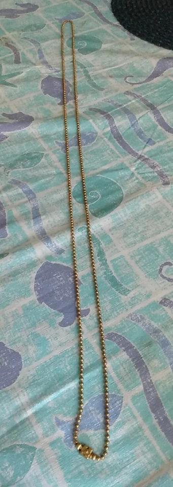 Antiguo collar de cadena de drenaje de fregadero grifo victoriano con cuentas de latón pátina 52 pulgadas Foto 2 de 4