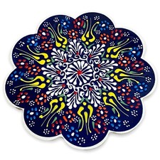 Iznik Style Ceramic Trivet Tile Turkish Floral Pottery Art 7” Boho Kitchen Decor