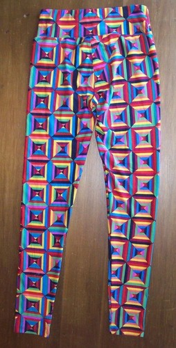 EUC LuLaRoe Bright Geometric Print Leggings OS One Size Super Soft - Picture 3 of 3