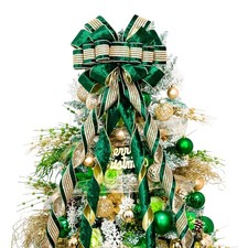 Christmas Tree Topper Bow 53 x 13 Inches Velvet Large Christmas Bow Decor wit...