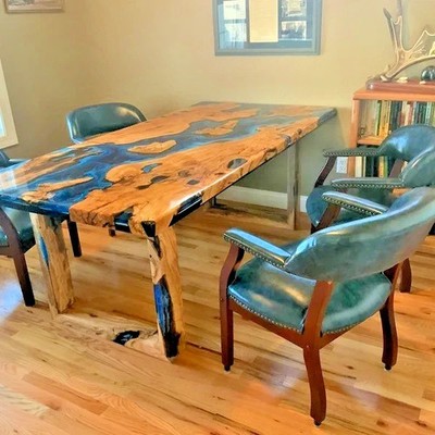 Live Edge Walnut Epoxy Konferenztischplatte 60x36 | Custom Office
