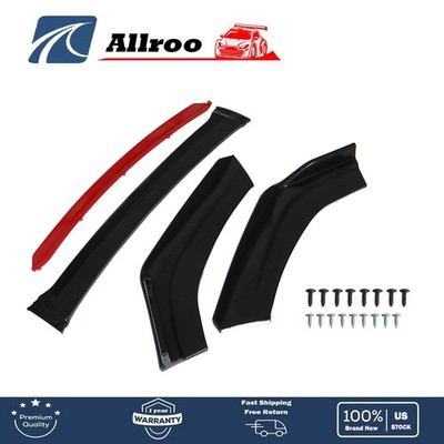 Full Set Front Bumper Cover Red Lip Spoiler Protector For Universal Car Glossy