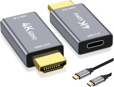 USB C Female to HDMI Male Adapter with 3.3FT USB Video Cable, 4K 60Hz Uni-Dir