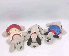 (3) Vintage 1980's Dressed Pound Puppies Plush Dogs Tonka 8" With Clothes 