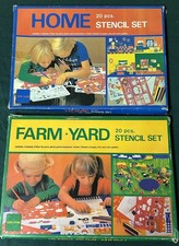 VTG Kids Stencil Art Sets Home  FarmYard 2 Boxes 4 Stencils/4 Color Guides Only