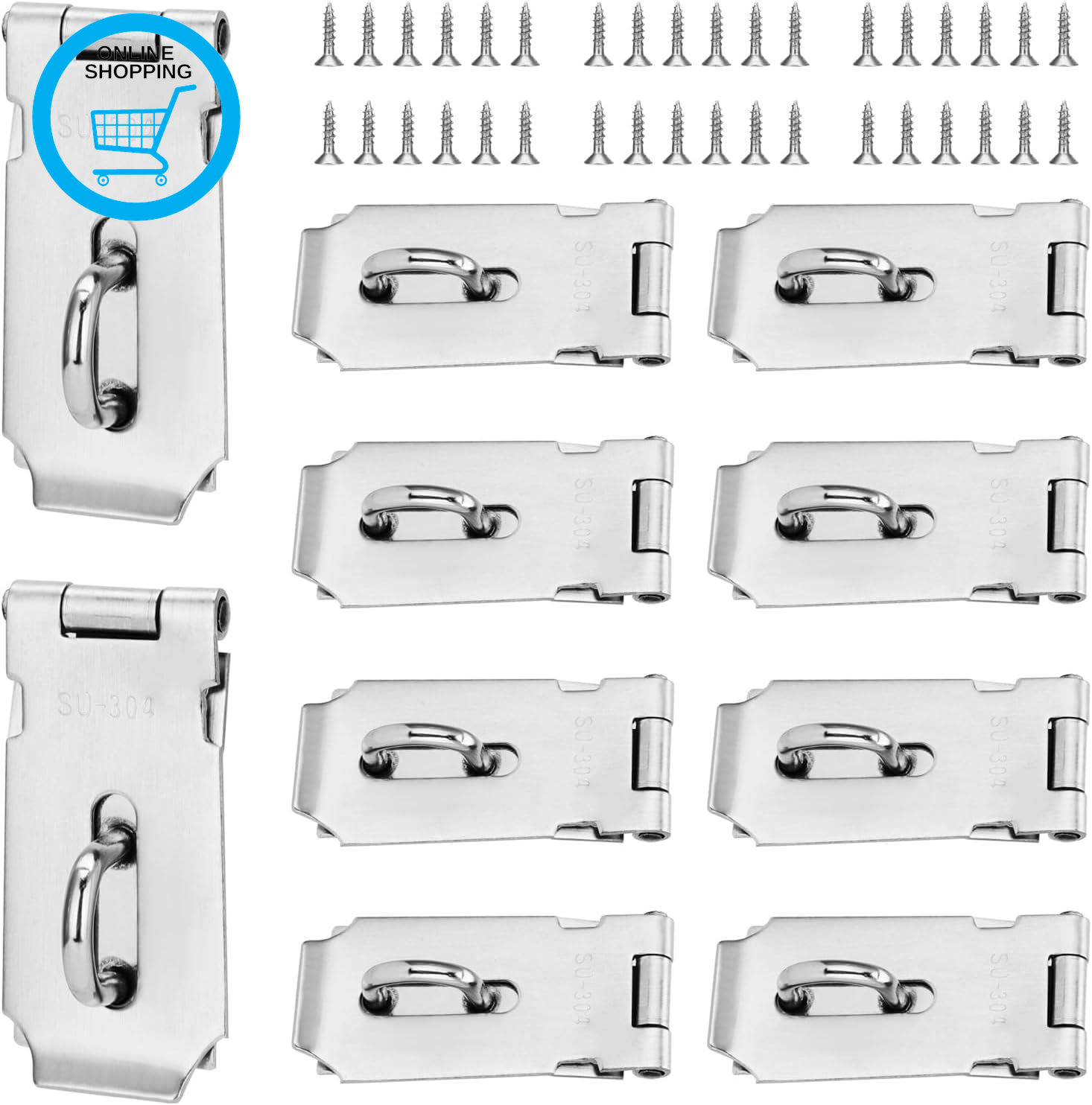 10 PCS 3 Inch Padlock Hasp, 304 Stainless Steel Door Security Clasp, Door Latch