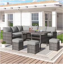 AECOJOY Wicker Rattan Outdoor Set Clearance with Dining Table Chair SALE/NEW