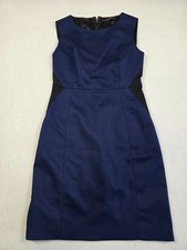 Tahari Womens Sleeveless Sheath Dress Size 6 Black & Blue