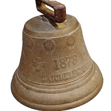 Antique CHIANTEL FONDEUR FOUNDRY Brass cow bell Saignelegier 1878 orig clapper