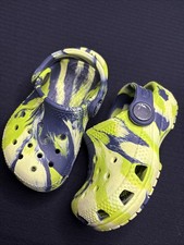 Crocs Toddler Boys Sz 4 Marbled Tie Dye Clogs Shoes Dark Blue Green VGC 4C
