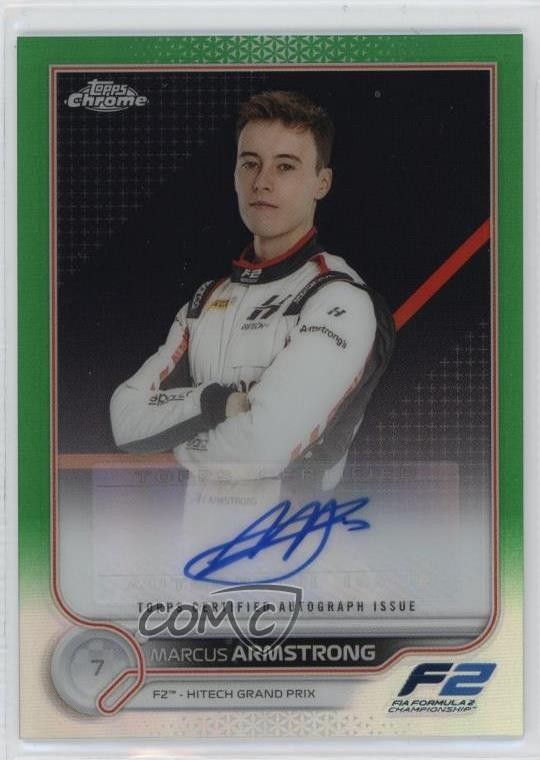 2022 Topps Chrome Formula 1 Green Refractor /99 Marcus Armstrong #CAC-MA Auto