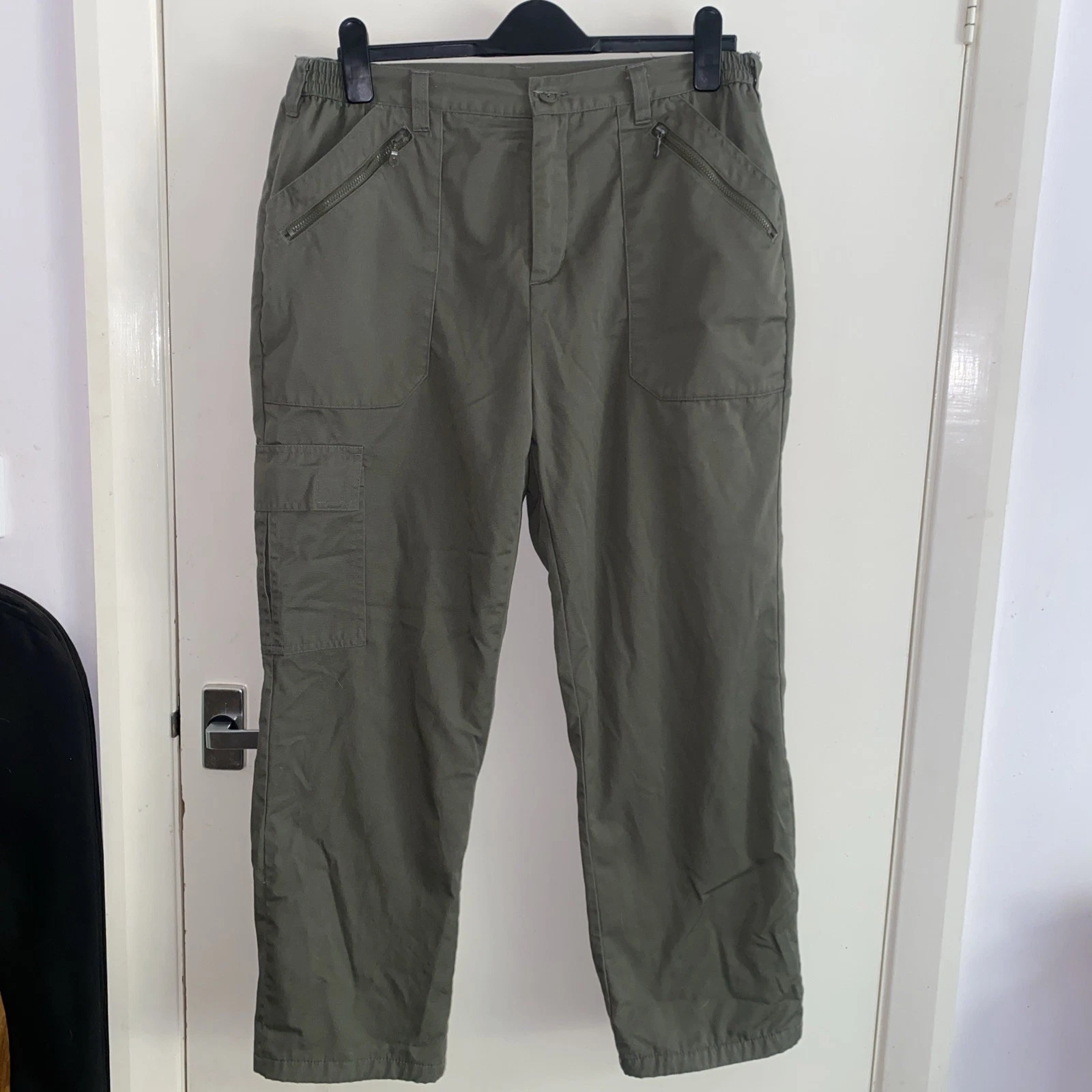 Cotton Traders Lined Combat Cargo Trousers W36 L27 Khaki Olive walking fishing