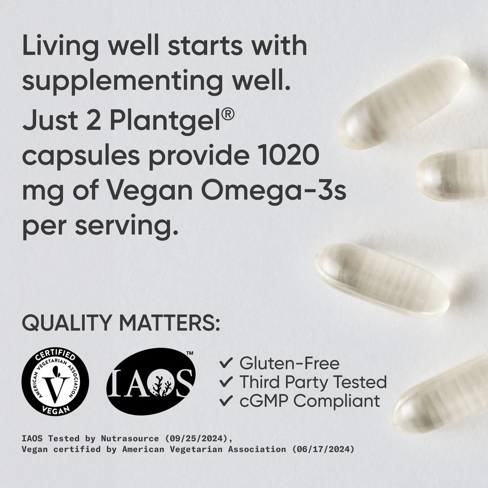 Los niveles más altos de ácidos grasos veganos Omega 3 DHA y EPA (sin carragenina) Foto 4 de 4