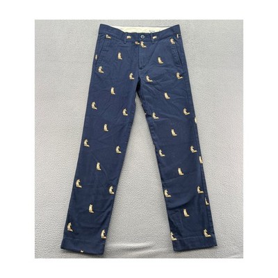 Crewcuts J.Crew Pants Boys Navy Blue Embroidered Fox Slim Fit Chino Size 14