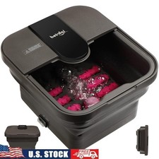 Collapsible Foot Spa Heat Massage Bubble Jets Non Motorized Rollers Pumice Stone