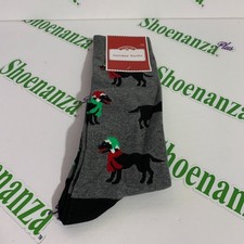 Ugly Christmas Socks Holiday Time Crew Dog Puppy Santa Hat Gray Mens 6 - 12