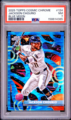 Jackson Chourio - 2025 Topps Cosmic Chrome Blue Moon Refractor /99 #124 - PSA