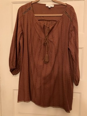 Weekend Brown Design Women s Plus Size Tunic  With Finished Bottom Size 2XL