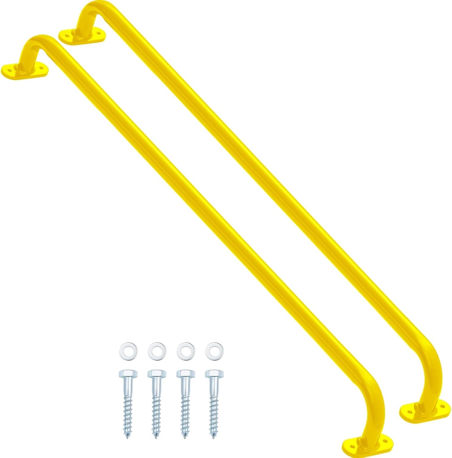 Lounsweer 2 Pcs 37'' Playground Handle Metal Safety Yellow 