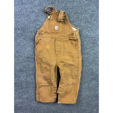 Carhartt Canvas Bib Overalls Kids Size 18M Brown Duck Cotton Double Knee 65274
