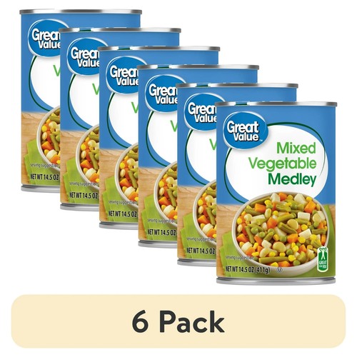 (6 pack) Great Value Mixed Vegetable Medley, Canned Mixed Vegetables, 14.5 oz Ca
