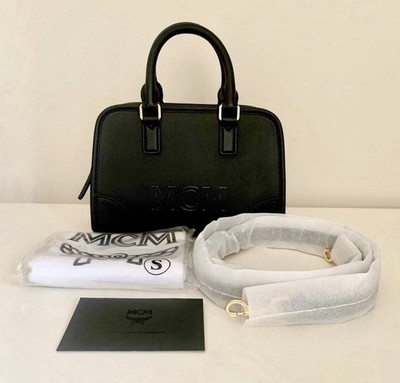 MCM Boston Embossed Leather Bag - Black- NWT with Original Dust Bag