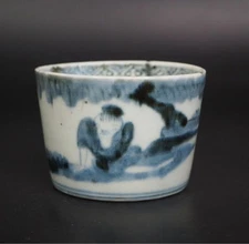 Edo period Ko-Imari soba choko cup with a figure design Japan white blue