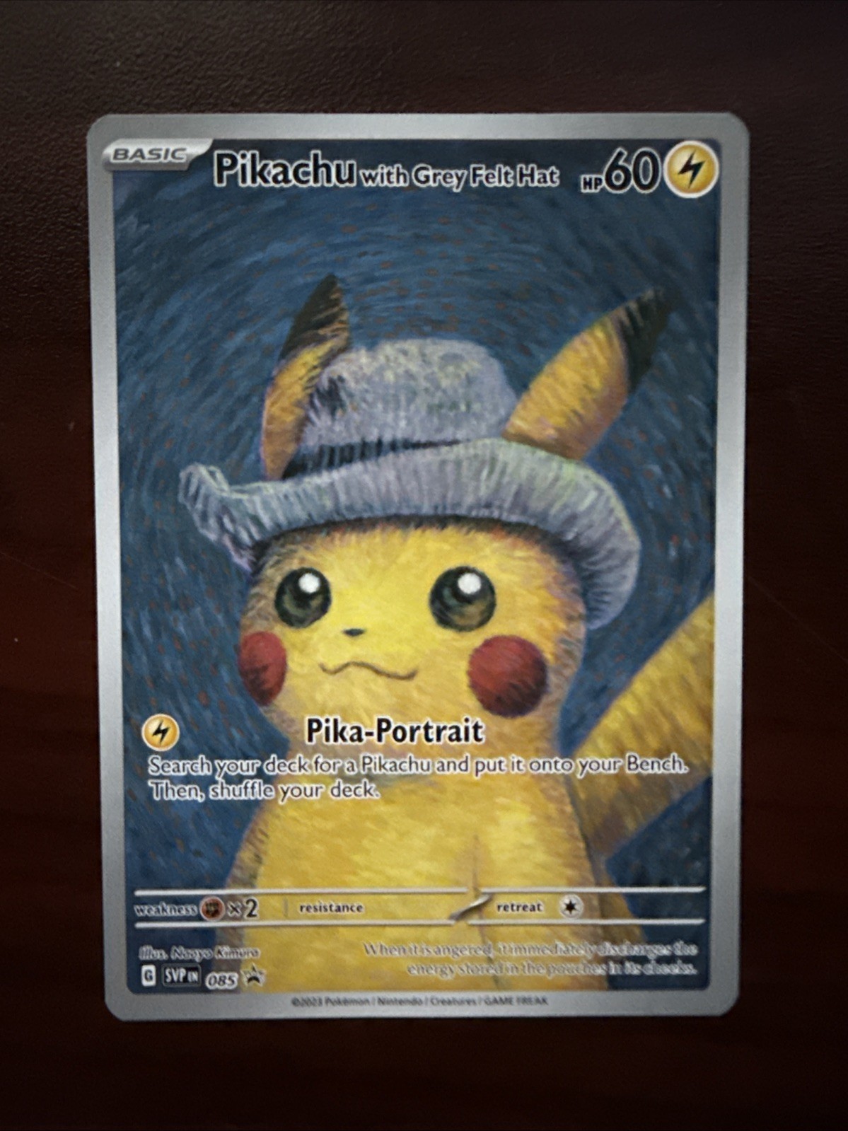 2023 Pokemon x Van Gogh Pikachu with Grey Felt Hat #085 Black Star Promo NM