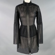 ELIE TAHARI Size M Black Cotton Eyelet Long Sleeve Zip Up Dress