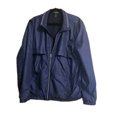 Brooks Brothers Mens XXL Blue Full Zip Windbreaker Jacket Multi Pocket EUC