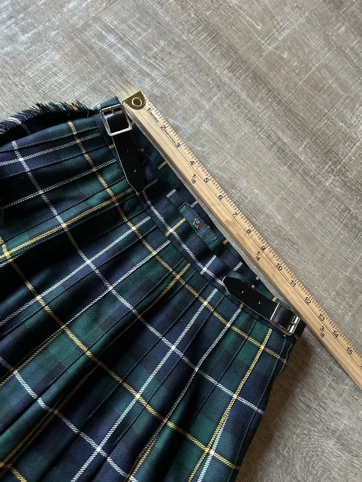 Falda escocesa Lochcarron 100 % lana nueva hecha en Escocia azul verde rojo tartán 26 Foto 4 de 4
