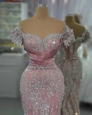 Sweetheart Neck Beaded Crystal Prom Dress
