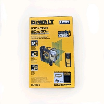 DeWalt DCLE14301G Green 3-Plane USB-Rechargeable Laser Level w/Remote, NEW