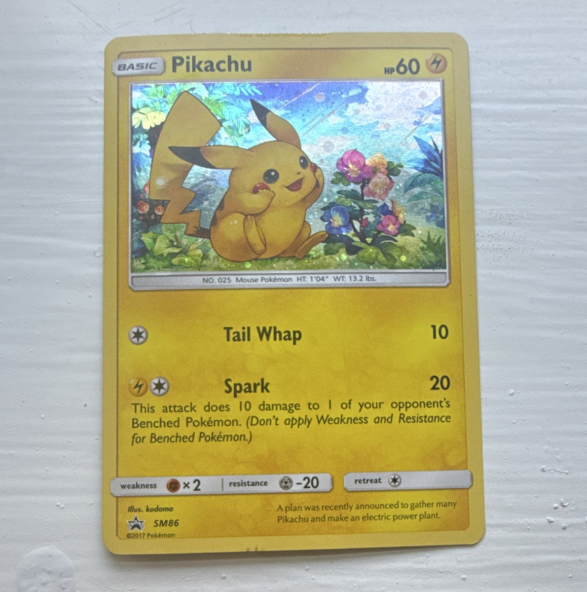 Pokémon Pikachu SM86 Promo Holo Sm Basic 60 HP Card The Pokémon