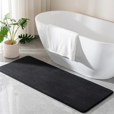 Black Memory Foam Bath Runner Mat Long Bathroom Rug Microfiber Bathroom Carpe...