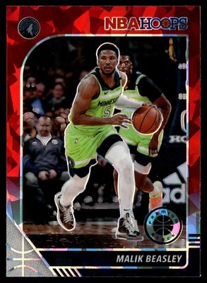 2019-20 Hoops Premium Stock #49 Malik Beasley Prizms Red Cracked Ice