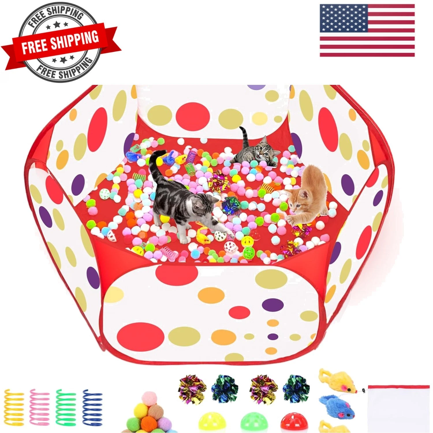 Cat Ball Pit for Cats, Include 226 Pcs Interactive Cat Toy for Indoor Kittens...