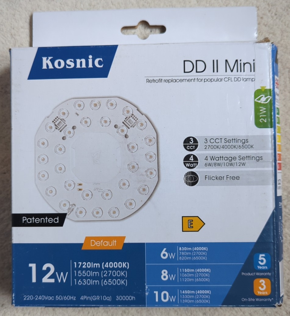 Kosnic DD212/4P-SCT LED DD II Mini 4pin 6/8/10/12W 2700/4000/6500K - Damaged Box