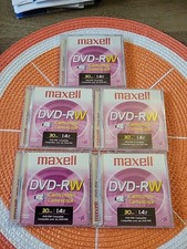 Lot of 5 Maxwell DVD RW Camcorder Video Discs 30 Minutes 1.4 GB NEW Free Ship