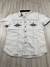 VTG Route 66 Button Down Shirt Men's Medium White with Western Design on Pockets