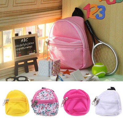 1:6 Dollhouse Miniature Canvas School Bag Floral Backpack Doll Accessories Decor