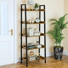 ASTARTH Ladder Shelf-5 Tier Bookshelves w/Open Shelf for Storage, Industrial ...